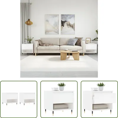 Produktbild von The Living Store Couchtische 2 Stk. Hochglanz-Weiß 50x46x50 cm Holzwerkstoff