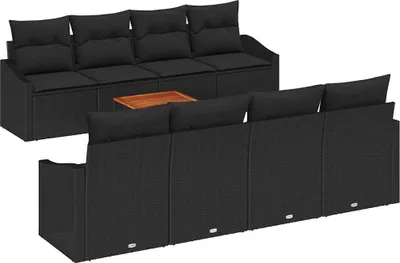 Imagen del producto de vidaXL Juego de sofás de jardín, 9 piezas, color , tejido de polirattan
