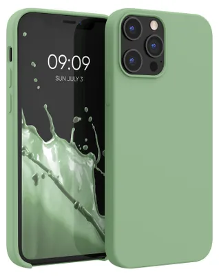 Produktbild von kwmobile Handyhülle für iPhone 12 Pro Max Hülle, für iPhone 12 Pro Max Case - Hülle Silikon - kabelloses Laden - Porzellan Grün