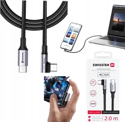 Zdjęcie produktu dla Kabel Do Przesytu Danych Ładowania Laptopa Telefonu Usb-c 5a 100w Swissten