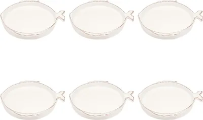 Produktbild von 6er Set Salatteller Kuchenteller MARINA FISCH D. 16cm weiß bianco Virginia Casa