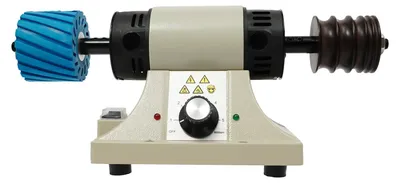 Produktbild von Leder Poliermaschine - Tisch Bandschleifer Kantenpolierer - 350W Kupfermotor - 0–8000 U/min Drehzahlregelung - 6 Schleifbänder 120/180/320 - Für Leder und Holz - Weiß