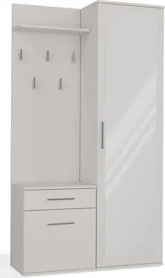 Image de BDW Set Vestiaire duo avec miroir, armoire, blanc, 180x100x35cm