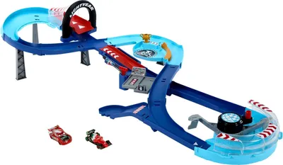 Produktbild von Disney Pixar Cars Disney und Pixar Cars GRC Sprung-Rennstrecke Spielset mit 2 Spielzeugfahrnzeugen, darunter Lightning McQueen, Rennauto- & Schienen-Set, 4 Jahr(e), Kunststoff, Mehrfarbig