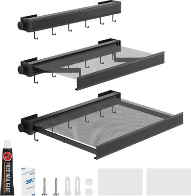 Obrázok produktu pre Flexibilná nástenná sušička 45 cm – sušička, ktorá nezaberá miesto v miestnosti, s háčikmi na ponožky a spodnú bielizeň – hliník, odolná proti korózii