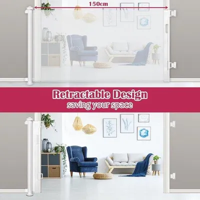 Image de Barrière de sécurité pour bébés, 0-150 cm, pour enfants et chiens, barrières pour bébés, pour escaliers, couloirs, intérieur et extérieur, blanche
