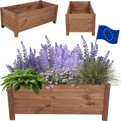 Produktbild von MODO24 Pflanzkübel Holz Blumenkübel Pflanzkasten Massivholz Kiefer Imprägniert Wetterfest Garten, 31x80x40 cm, Braun, DNC