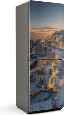 Produktbild von Malerischer Blick auf Santorin – Magnetische Kühlschrank Abdeckung – Dekorfolie magnetisch Küche – Kühlschrank Magnet Deko – selbstklebende Magnettafel – Magnetfolie für Kühlschranktür – 70x190 cm