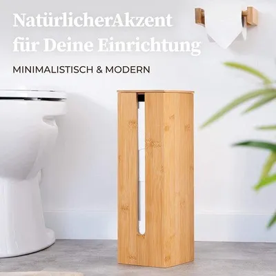 Produktbild von Famanu Toilettenpapierhalter mit Deckel - Organizer für 4 Rollen