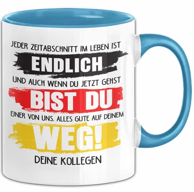 Produktbild von Office Arbeitskollege Tasse Geschenk Lustige Geschenkidee Spruch Alles Gute Auf Deinem Weg Deine Kollegen (Blau)