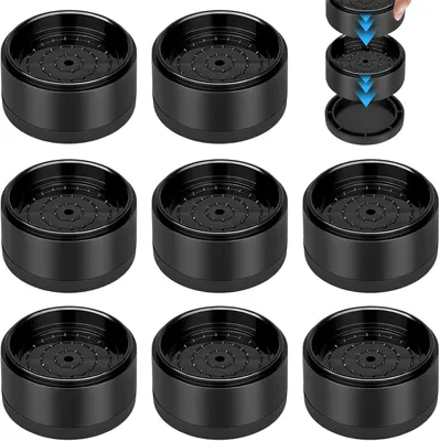 Produktbild von 8 Stück Möbelerhöhungen Rund, Innendurchmesser 57 mm, Stapelbare Tischerhöhungen Schwarz, Rutschfeste Erhöhungen für Möbel, Sofaerhöhungen, für Tische, Stühle und Schränke