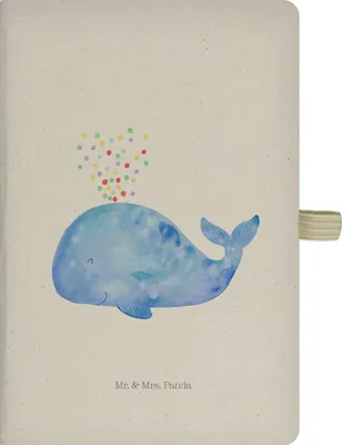 Produktbild von Mr. & Mrs. Panda Tagebuch Wal Konfetti - Transparent - Geschenk, Notizheft, A5 Heft, Adressbuch, Journal, Wale, notizbuch, Meer, Abnehmen, Trennung, Diät, Geburtstag