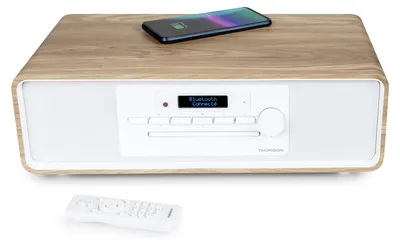 Zdjęcie produktu dla Thomson MIC301IDABBT, System micro domowego audio, Drewno, Biały, 60 W, FM, DAB+, 3,5 mm, Obrotowy