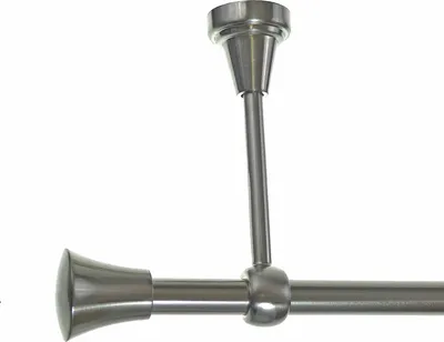 Produktbild von Gardinenstange Set Edelstahl Look Metall Ø 16mm zur Deckenträger 1-lauf Knauf, Länge wählbar H14 E19