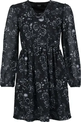 Produktbild von Black Premium by EMP Damen schwarzes Kleid mit Skull und Roses Alloverprint M