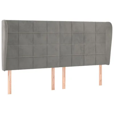 Produktbild von vidaXL Kopfteil mit Ohren Hellgrau 203x23x118/128 cm Samt