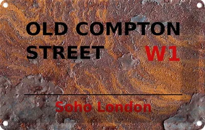 Produktbild von vianmo Blechschild 20x30 cm Soho Old Compton Street W1 Abenteuer Reisen England Urlaub