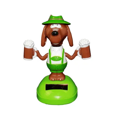 Produktbild von HAAC Solar Wackelfigur Hund mit Bier 11 cm Farbe grün braun