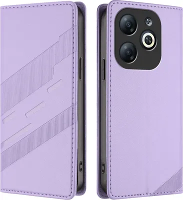 Image de Etui pour Infinix Smart 8, étui portefeuille en cuirPolyuréthaneavec fente pour carte et fonction stand Violett
