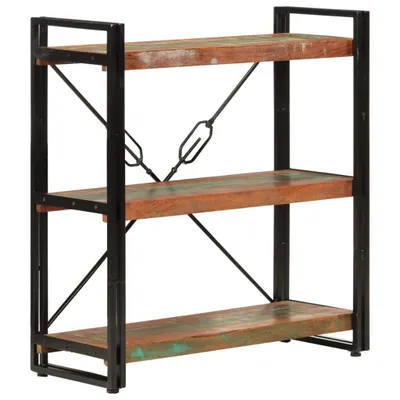 Zdjęcie produktu dla 3-poziomowy regał na książki 77x30x80cm drewno odzyskane/żelazo