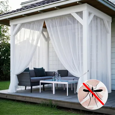 Immagine prodotto di Zanzariera da esterno con asta passante, tende da esterno anti-insetti, tende per terrazza e gazebo, bianco, 1 pezzo, L160xH305 cm