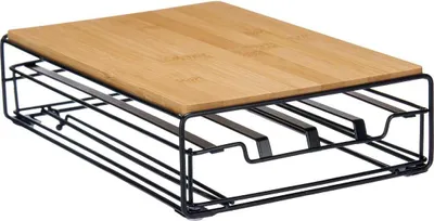 Produktbild von Organizer für Kaffeekapseln Kinvara W6358S-B NESPRESSO L Braun Schwarz Metall Bambus 21 x 57 x 8,5 cm