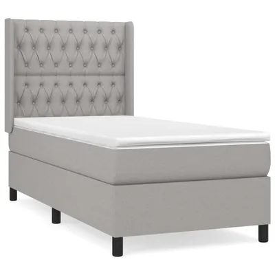 Produktbild von vidaXL Boxspringbett mit Matratze Hellgrau 100x200 cm Stoff