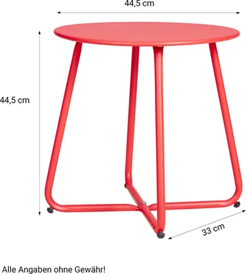 Produktbild von Homestyle4u 2485, Beistelltisch Gartentisch Rot Metall Tisch Ablage Indoor Outdoor