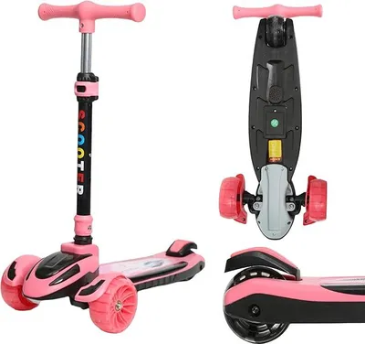 Produktbild von Habib Train Scooter Kinderroller | 3-Rad, LED-Licht & Faltbar: Pink
