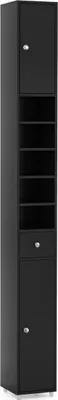 Immagine prodotto di Mobile da bagno stretto con 2 ante e mobile alto con 1 cassetto 20 x 20 x 180 cm nero