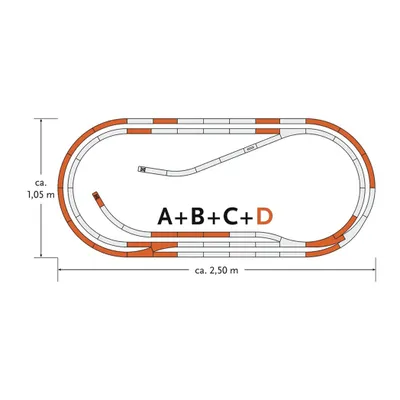 Produktbild von ROCO Gleisset Serie D H0, Platzbedarf ca. 250 x 105 cm, Gleisabmessungen ca. 243 x 106 cm