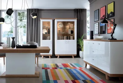 Obrázok produktu pre Jedálenský set Príborník Kompletný 2x Vitrína Moderný drevený nábytok Luxusný