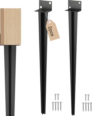 Obrázok produktu pre XMTECH zemné puzdro na drevené stĺpiky 60 x 700 mm, podpera stĺpikov v tvare L, záhradné zemné puzdro - čierne lakované (2 kusy)