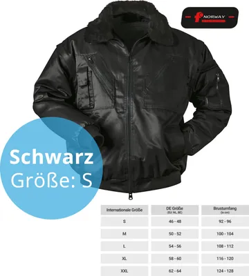 Produktbild von Pilotenjacke Arbeitsjacke Herren, 4 in 1 - Kragen und Ärmel abnehmbar, Winterjacke Bau Jacke, Größe S (schwarz)