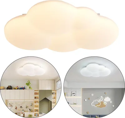 Produktbild von Dimmbares LED Deckenleuchten Wolke, Memory-Funktion, 30×23×8cm, Nachtlicht, 24W Ultra-Flach, Ideal für Kinder- & Babyzimmer