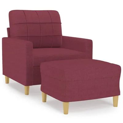 Image de vidaXL Fauteuil avec pouf vin rouge 60 cm Tissu