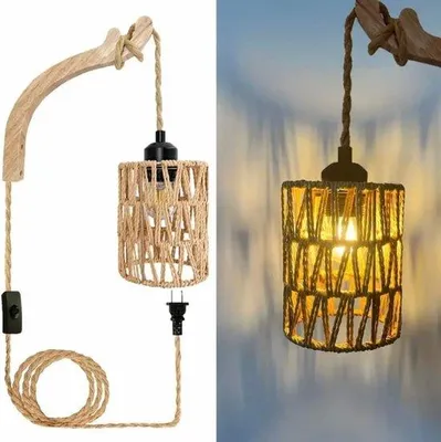 Immagine prodotto di Lampada vintage in legno, con attacco E27, design retrò, dotata di interruttore e spina, ideale per soggiorno o camera da letto, con aspetto rustico e dallo stile country