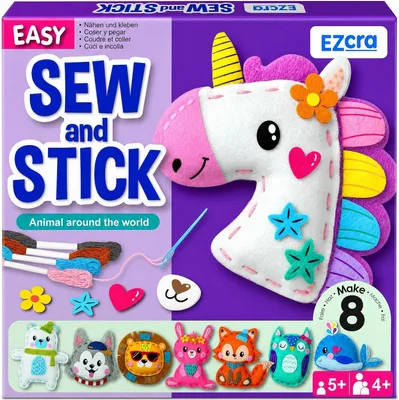Zdjęcie produktu dla Zestaw do szycia 8 projektów, 4-8 lat, filc, zestaw kreatywny dla dziewczynek
