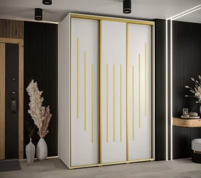 Obrázok produktu pre Šatníková skriňa YVONA 8 - 150/60 cm, biela / zlatá