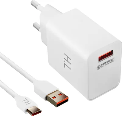 Produktbild von Universal USB 3A Qualcomm Quick Charge 3.0 Ladegerät + USB-C Ladekabel Weiß