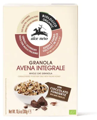 GRANOLA Z MIODEM I CZEKOLADĄ BIO 300 g - ALCE NERO