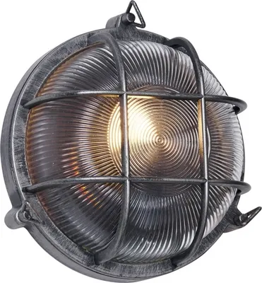 Zdjęcie produktu dla Zewnętrzna lampa ścienna srebrna okrągła IP44 - Noutica