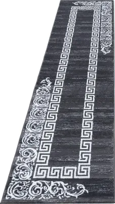 Zdjęcie produktu dla Dywan bieżnik do salonu, kolor szary, wymiary 80x300 cm, wzór: meander