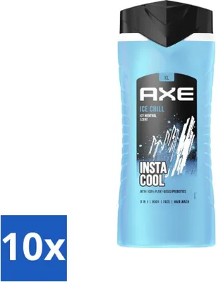Zdjęcie produktu dla Ax XL – żel pod prysznic 3 w 1 – Ice Chill – Icy Menthol – Insta Cool – 400 ml – opakowanie promocyjne – 10 sztuk