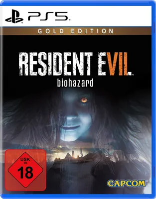 The image shows the front cover of the Resident Evil 7 Gold Edition PS5 game.