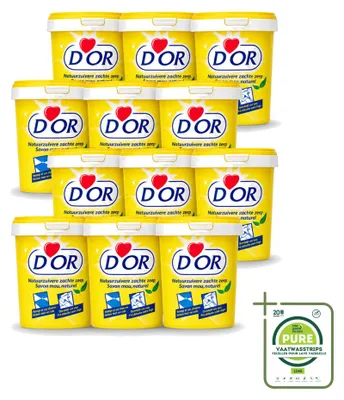 Productafbeelding van 12 x D'Or natuurlijke smeerzeep - Vast reinigingsmiddel - 1 kg - Grote verpakking - 12 stuks