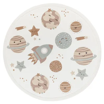 Produktbild von TT Home Waschbar Teppich Krabbelmatte Babyzimmer Baby Spielmatte Kinder Rutschfest Flauschig Modernes Design Deko Größe 120 cm Rund
