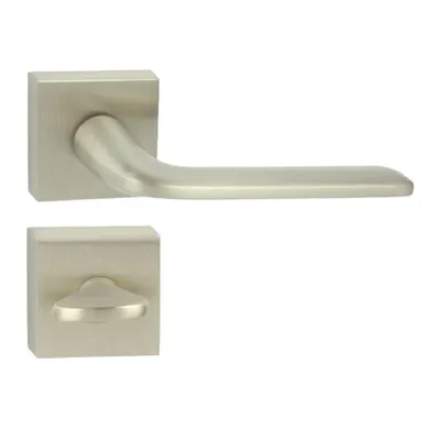 Produktbild von DOMINO Türgriff Drückergarnitur WC - Badezimmer Set | Vierkant-Rosette | Türbeschlag für Badezimmertüren | Set WC - Rosetten-Garnitur | Türklinke aus Znal | Bronze Türdrückergarnitur | VITTORIA-QR M9