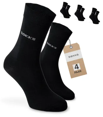 SOKKS Business Anzugsocken Schwarz aus Baumwolle — 4 Paar Set