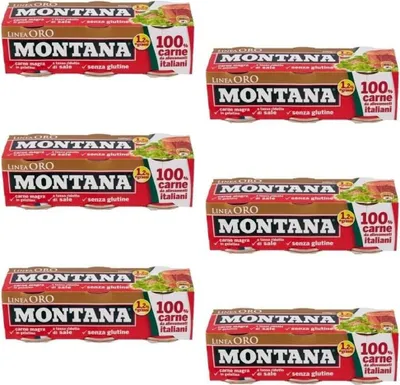 Produktbild von 18x Montana linea oro Rindfleisch in Aspik dosen 90g 100% Italienisch Fleisch